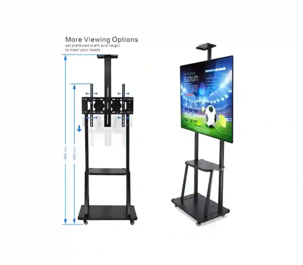 Heavy duty Movable mobile tv stand on wheels Y800 for 32-75 inch - Image 2