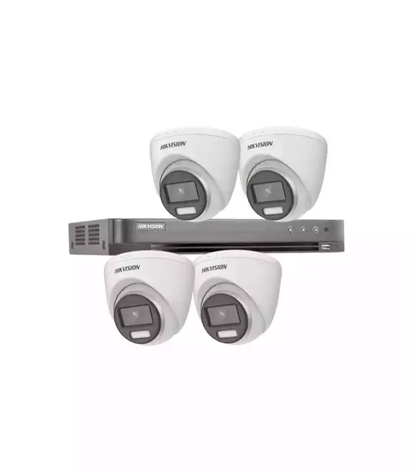 Hikvision 4CH DVR ColorVu 2MP 4 Camera Package - White/Black