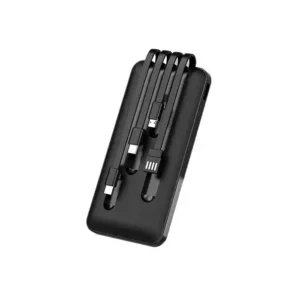 Premium 10000mAh Portable Multi-Cable Power Bank - Black