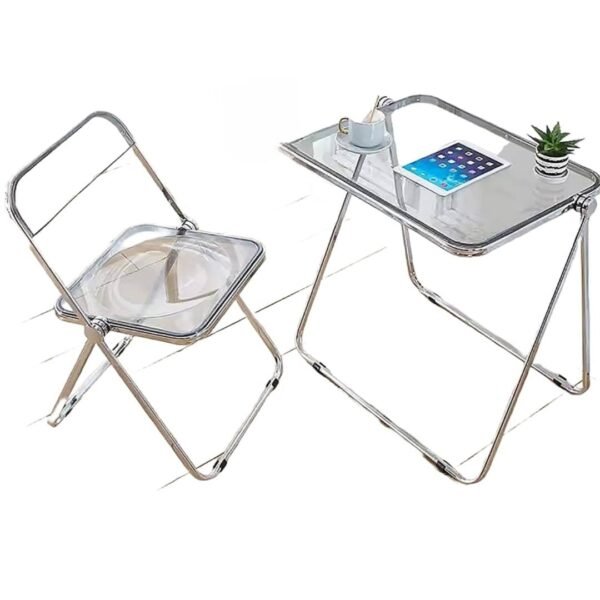 2 piece Acrylic unbreakable & foldable table and chair